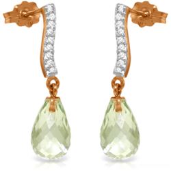 4.78 ctw Green Amethyst & Diamond Earrings Jewelry 14KT Rose Gold