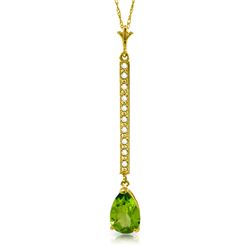 1.80 ctw Peridot & Diamond Necklace Jewelry 14KT Yellow Gold