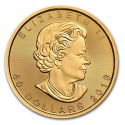 One pc. Canada 1 oz .9999 Gold Maple Leaf Brilliant Uncirculated