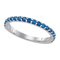 0.50CTW White and Blue Diamond Machine-Set 10KT Ring White Gold