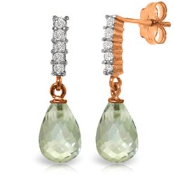 4.65 ctw Green Amethyst & Diamond Earrings Jewelry 14KT Rose Gold