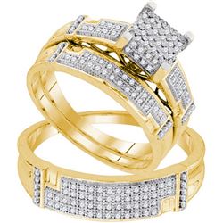 0.50CT Diamond Trio Set 10KT Ring Yellow Gold