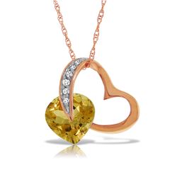 3.2 ctw Citrine & Diamond Necklace Jewelry 14KT Rose Gold