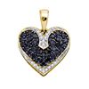 Image 1 : 0.50CTW White and Black Diamond Heart 10KT Pendant Yellow Gold