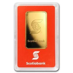 One pc. 1 oz .9999 Fine Gold Bar - Scotiabank In Assay