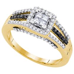 0.50CTW White and Black Diamond Anniversary 10KT Ring Yellow Gold