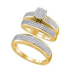 0.50CT Diamond Trio Set 10KT Ring Yellow Gold