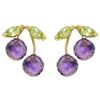 Image 1 : 2.9 ctw Amethyst & Peridot Earrings Jewelry 14KT Yellow Gold