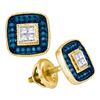 Image 1 : 0.33CTW White and Blue Diamond Micro-Pave 10KT Earrings Yellow Gold