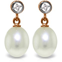 8.03 ctw Pearl & Diamond Earrings Jewelry 14KT Rose Gold