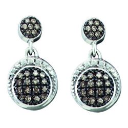 0.25CTW White and Champagne Diamond Anniversary 10KT Earrings White Gold