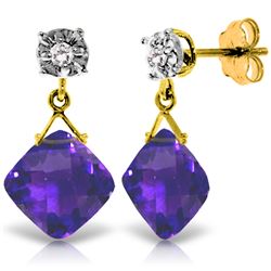 17.56 ctw Amethyst & Diamond Earrings Jewelry 14KT Yellow Gold