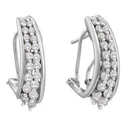 1CT Diamond Anniversary 14KT Earrings White Gold