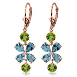 5.32 ctw Blue Topaz & Peridot Earrings Jewelry 14KT Rose Gold