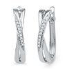 Image 1 : 0.05CT Diamond Hoops 10KT Earrings White Gold