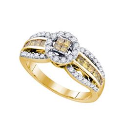 0.75CTW White and Yellow Diamond Invisible 14KT Ring Yellow Gold