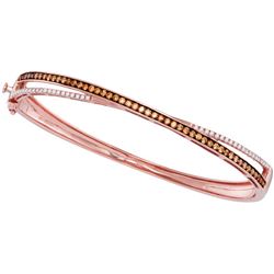 1.0CTW White and Champagne Diamond Anniversary 14KT Bangle Rose Gold