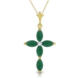 1.65 ctw Emerald & Diamond Necklace Jewelry 14KT Yellow Gold