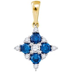 0.50CTW White and Blue Diamond Anniversary 10KT Pendant Yellow Gold