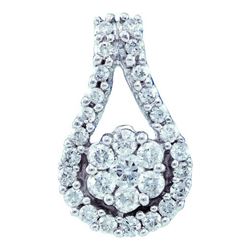 0.50CT Diamond Flower 14KT Pendant White Gold