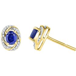 0.05CT Diamond and 0.50CT Blue Sapphire Anniversary 10KT Earrings Yellow Gold