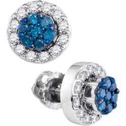 0.50CTW White and Blue Diamond Bridal 10KT Earrings White Gold