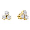 Image 1 : 1CT Diamond 3-Flower 14KT Earrings Yellow Gold