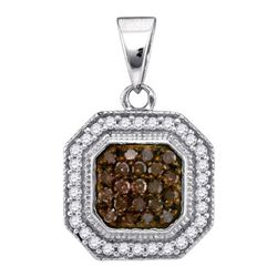 0.33CTW White and Champagne Diamond Micro-Pave 10KT Pendant White Gold