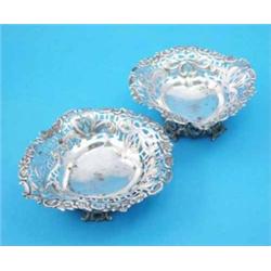 A pair of Victorian pierced silver bon bon dishes....