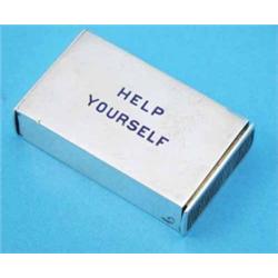 A late Victorian novelty silver trick matchbox, with false liner, enamelled 'Help Yourself', Make...