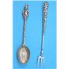Image 1 : A George V silver 'Mr Punch and Toby' teaspoon, and a pickle fork....