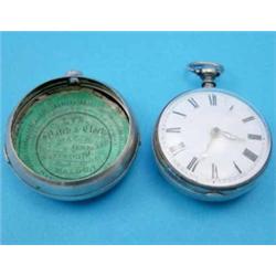 A George III silver pair case pocket watch, with verge movement signes Ias Shilling, Milton, 1817...