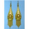 Image 1 : A pair of Victorian bloomed gold Etruscan design pear shape drop earrings, with articulated gradu...