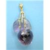 Image 1 : A gold mounted carved amethyst pendant, in the form of an apple, the leaves set 4 small diamonds...