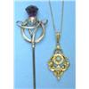 Image 1 : A Charles Horner silver 'thistle' hat pin, together with an Edwardian 9ct gold pendant set with a...