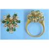 Image 1 : An 18ct gold cluster ring, of abstract design, claw set with 8 emeralds and 7 diamonds...