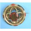 Image 1 : A Scottish gold mounted hardstone circular plaid brooch, 1.5ins diameter...