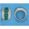 Image 1 : A stylish French 3-row ring, set with a central row of 9 graduated invisibly set rectangular cut...