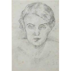 Sir Stanley Spencer (1891-1959) pencil, Portrait of Patricia Preece, initialled, 5.75 x 3.75 ins....