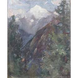 John da Costa (1876-1931) oil on board, Alpine Valley, 12 x 9.75 ins....