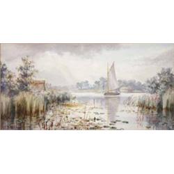 Stephen J Batchelder (1849-1932) pair of watercolours, Norfolk riverscapes, signed, 5 x 10 ins....