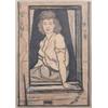 Image 1 : Clifford Hall (1904-1973) charcoal and coloured chalk, Woman seated at a window, 18 x 13 ins....