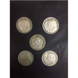 5 KING GEORGE SILVER NICKELS