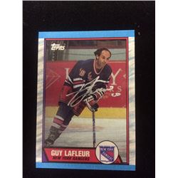 GUY LAFLEUR AUTOGRAPHED TOPPS HOCKEY CARD