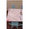 Image 2 : White Solid Marble Table w/Wrought Iron Base + 2 Aqua Chairs