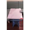 Image 2 : White Solid Marble Table w/Wrought Iron Base + 1 Blue Chair