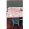 Image 2 : White Solid Marble Table w/Wrought Iron Base + 1 Aqua Chair