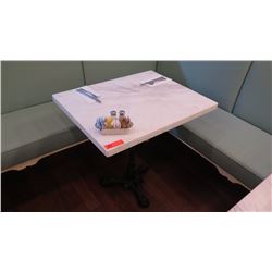 White Solid Marble Table, Wrought Iron Base - Table Only