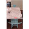 Image 2 : White Solid Marble Table w/Wrought Iron Base + 2 Chairs