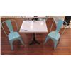 Image 1 : White Solid Marble Table w/Wrought Iron Base + 2 Chairs